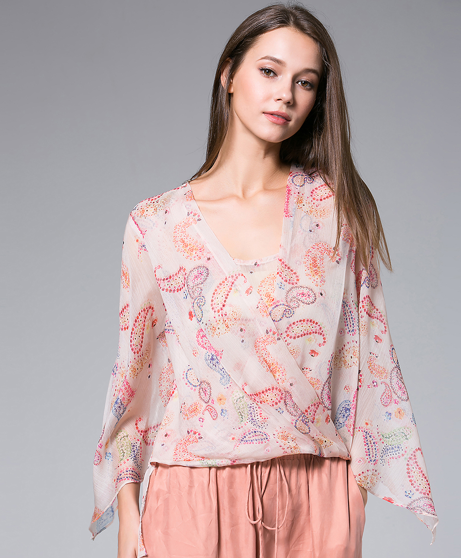 Tops - Flowers Printed silk Chiffon top